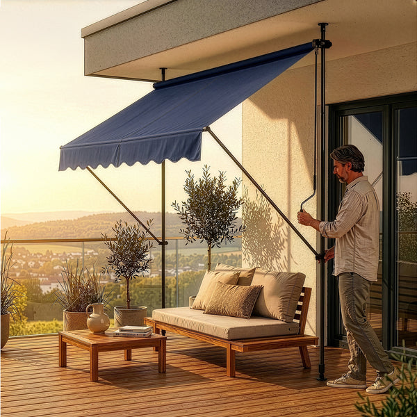 Tenda da Sole a Muro con Pali di Supporto Telescopici pro.tec