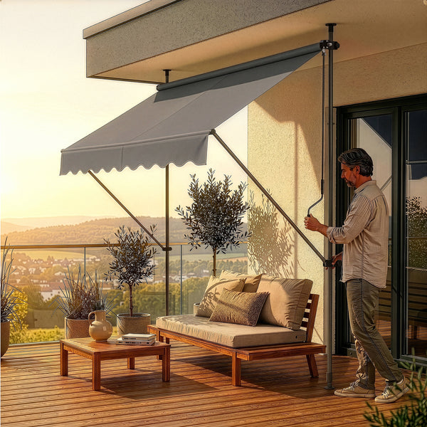 Tenda da Sole a Muro con Pali di Supporto Telescopici pro.tec