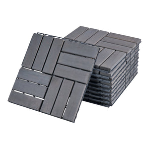 Set Alliste di 10 Piastrelle per Pavimentazione da Esterno in Legno di Acacia casa.pro 