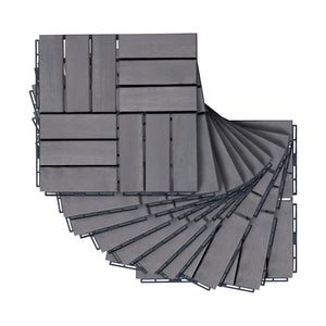 Set Alliste di 10 Piastrelle per Pavimentazione da Esterno in Legno di Acacia casa.pro 