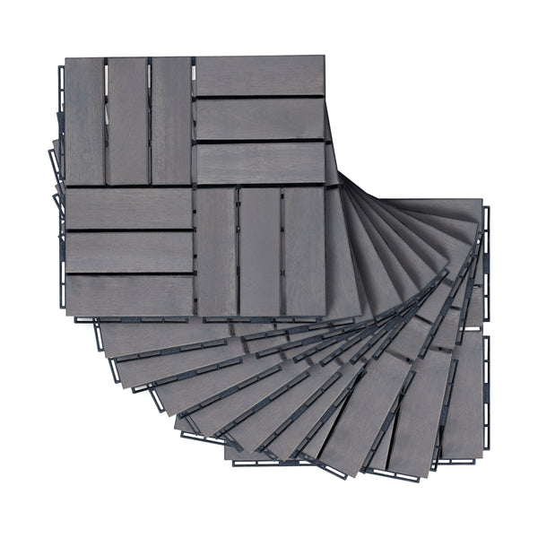 Set Alliste di 10 Piastrelle per Pavimentazione da Esterno in Legno di Acacia casa.pro 