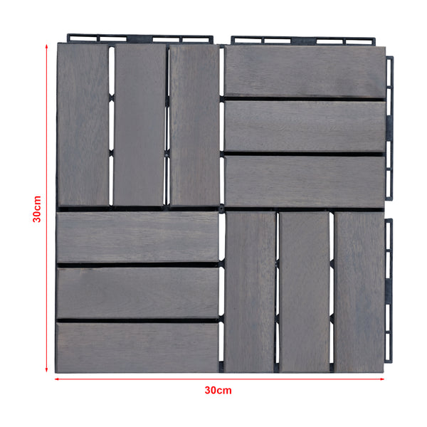 Set Alliste di 10 Piastrelle per Pavimentazione da Esterno in Legno di Acacia casa.pro 