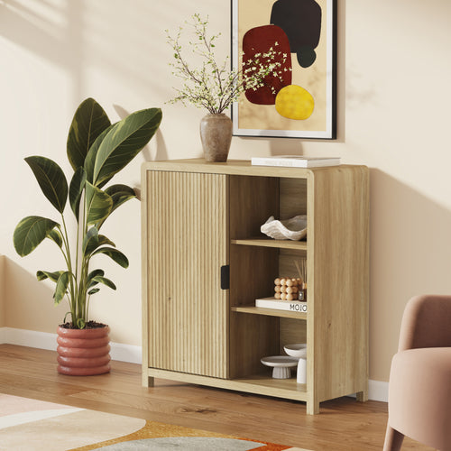 Credenza Lukkodso Comò con Anta e 3 Scomparti Aperti 82 x 75 x 30 cm [en.casa]