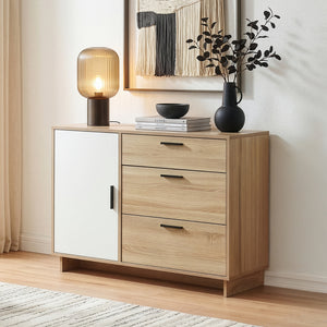 Credenza Kenta 100x35x72 cm effetto quercia Sonoma/bianco [en.casa]