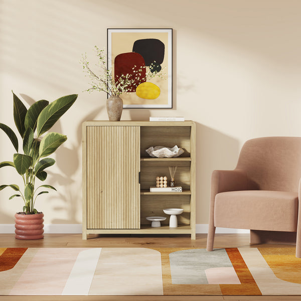 Credenza Lukkodso Comò con Anta e 3 Scomparti Aperti 82 x 75 x 30 cm [en.casa]
