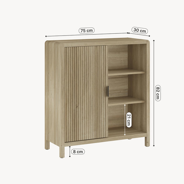 Credenza Lukkodso Comò con Anta e 3 Scomparti Aperti 82 x 75 x 30 cm [en.casa]