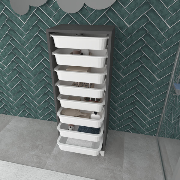 Cassettiera 'Lurøy' Organizzatore con 8 Cestini Estraibili - Mobile a Torre Contenitore - Vari Colori [en.casa] 