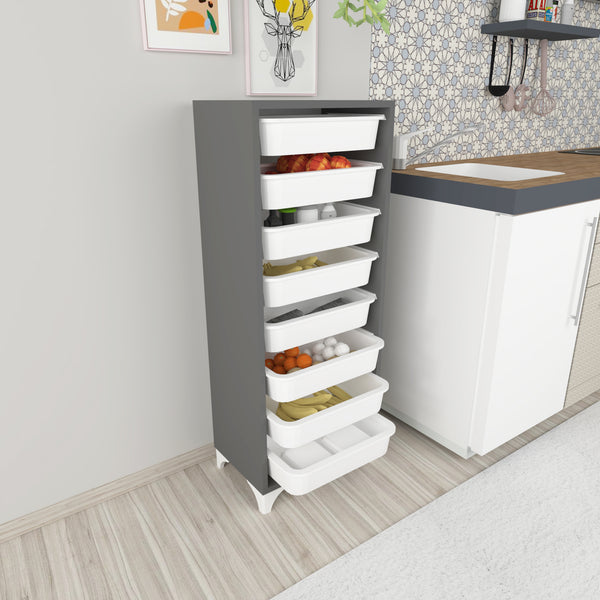 Cassettiera 'Lurøy' Organizzatore con 8 Cestini Estraibili - Mobile a Torre Contenitore - Vari Colori [en.casa] 