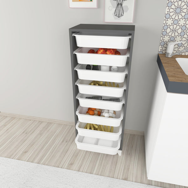 Cassettiera 'Lurøy' Organizzatore con 8 Cestini Estraibili - Mobile a Torre Contenitore - Vari Colori [en.casa] 