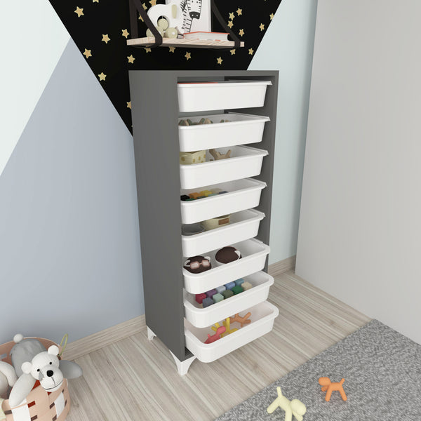 Cassettiera 'Lurøy' Organizzatore con 8 Cestini Estraibili - Mobile a Torre Contenitore - Vari Colori [en.casa] 