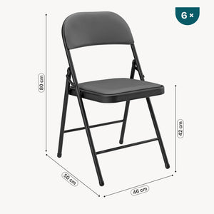 Set di 6 Sedie Pieghevoli da Conferenza con Telaio in Metallo 80 x 46 x 50 cm pro.tec