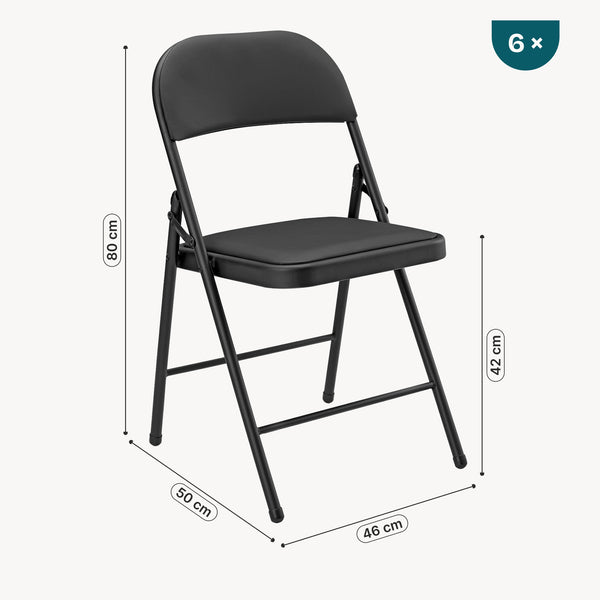 Set di 6 Sedie Pieghevoli da Conferenza con Telaio in Metallo 80 x 46 x 50 cm pro.tec