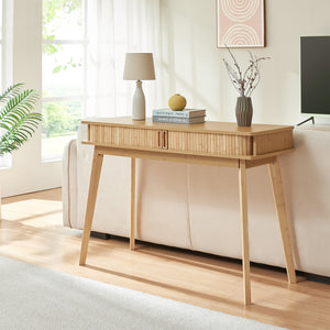 Tavolo a Consolle Tysvær a 2 Ante Scorrevoli in Bambù Naturale 110 x 40 x 78 cm [en.casa]