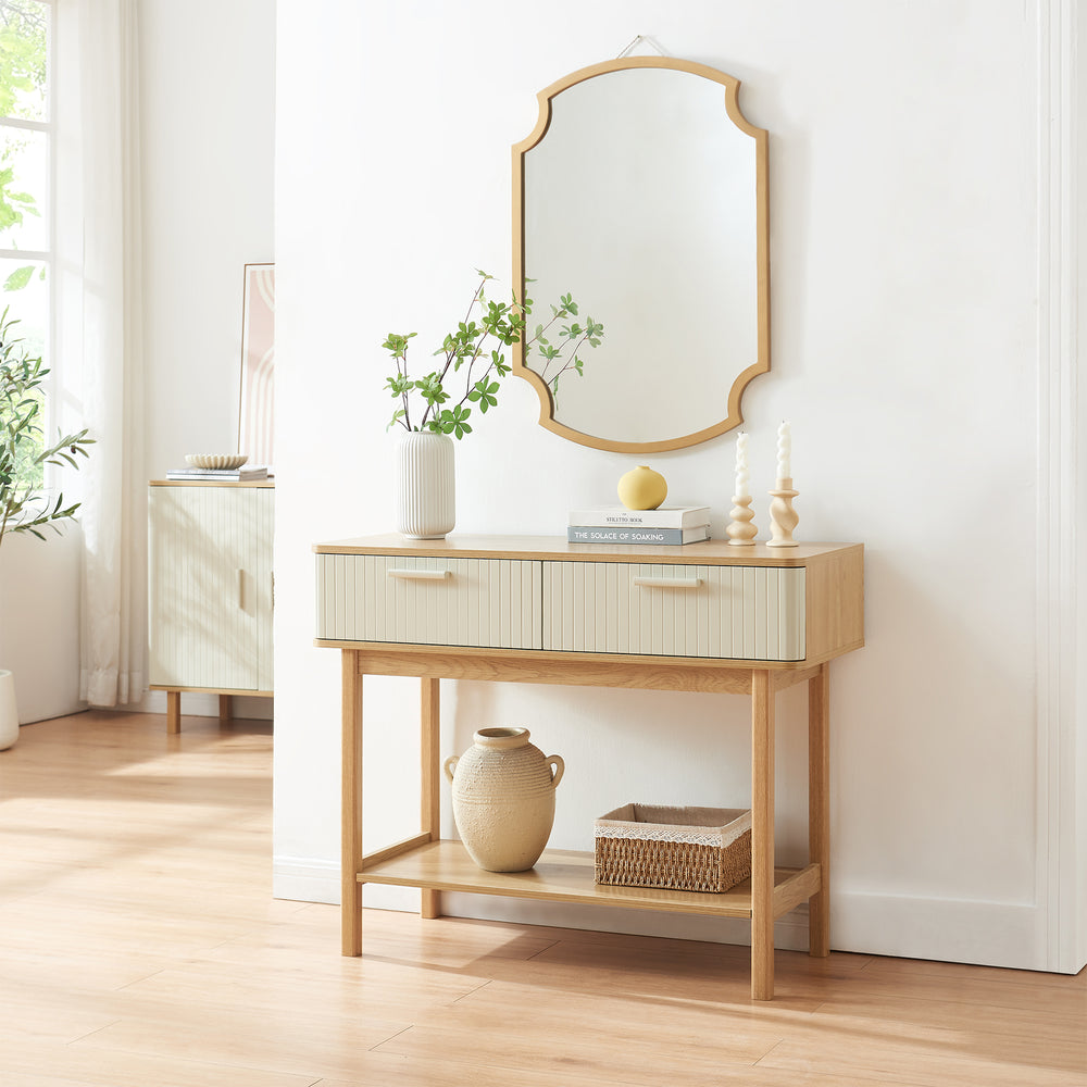 Consolle Ferrersp con 2 cassetti 100x40x80 cm effetto quercia/colore sabbia [en.casa]