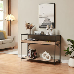 Consolle Belana 110x40x80 cm Nero/effetto rovere [en.casa] - premiumXL