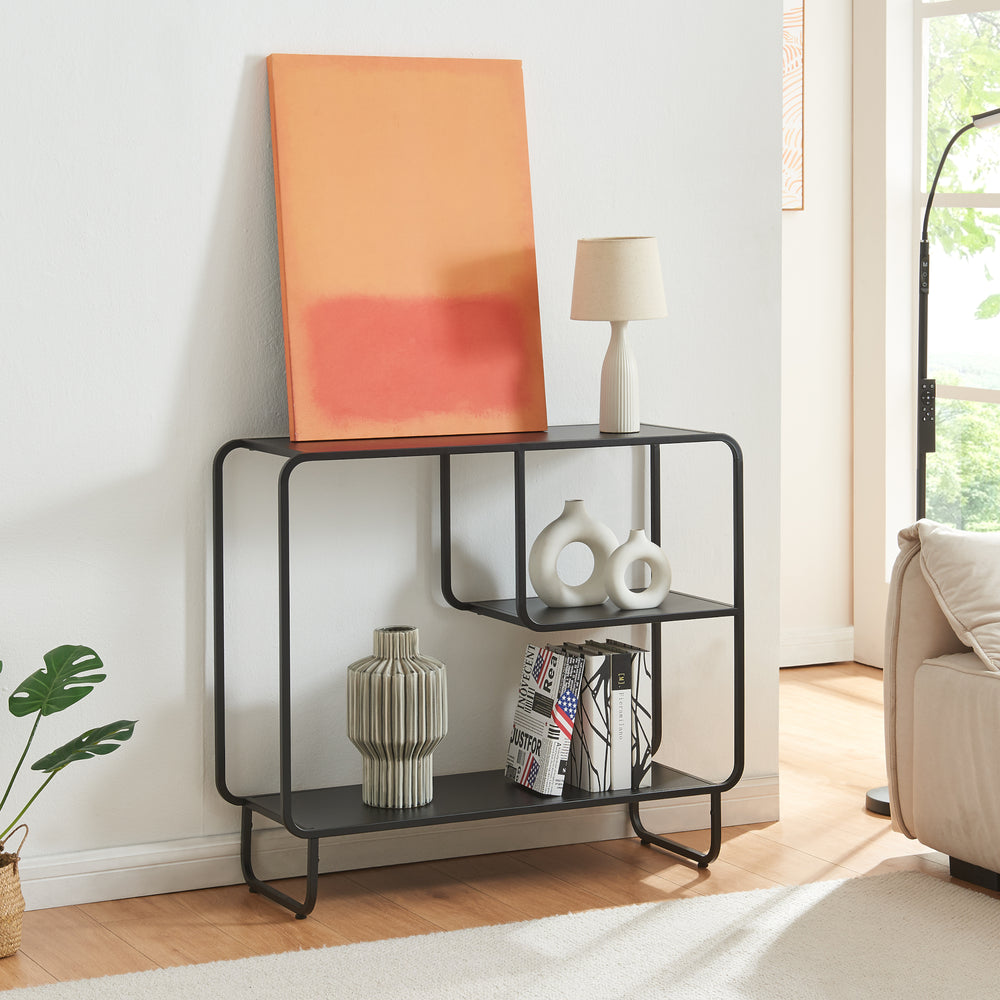 Konsolentisch Færder Metall 92x33x81 cm Schwarz [en.casa] - premiumXL