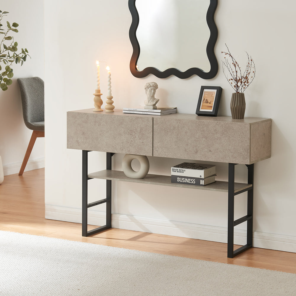 Tavolo Consolle Varberg con Cassetti e Ripiano 75 x 120 x 30 cm [en.casa]
