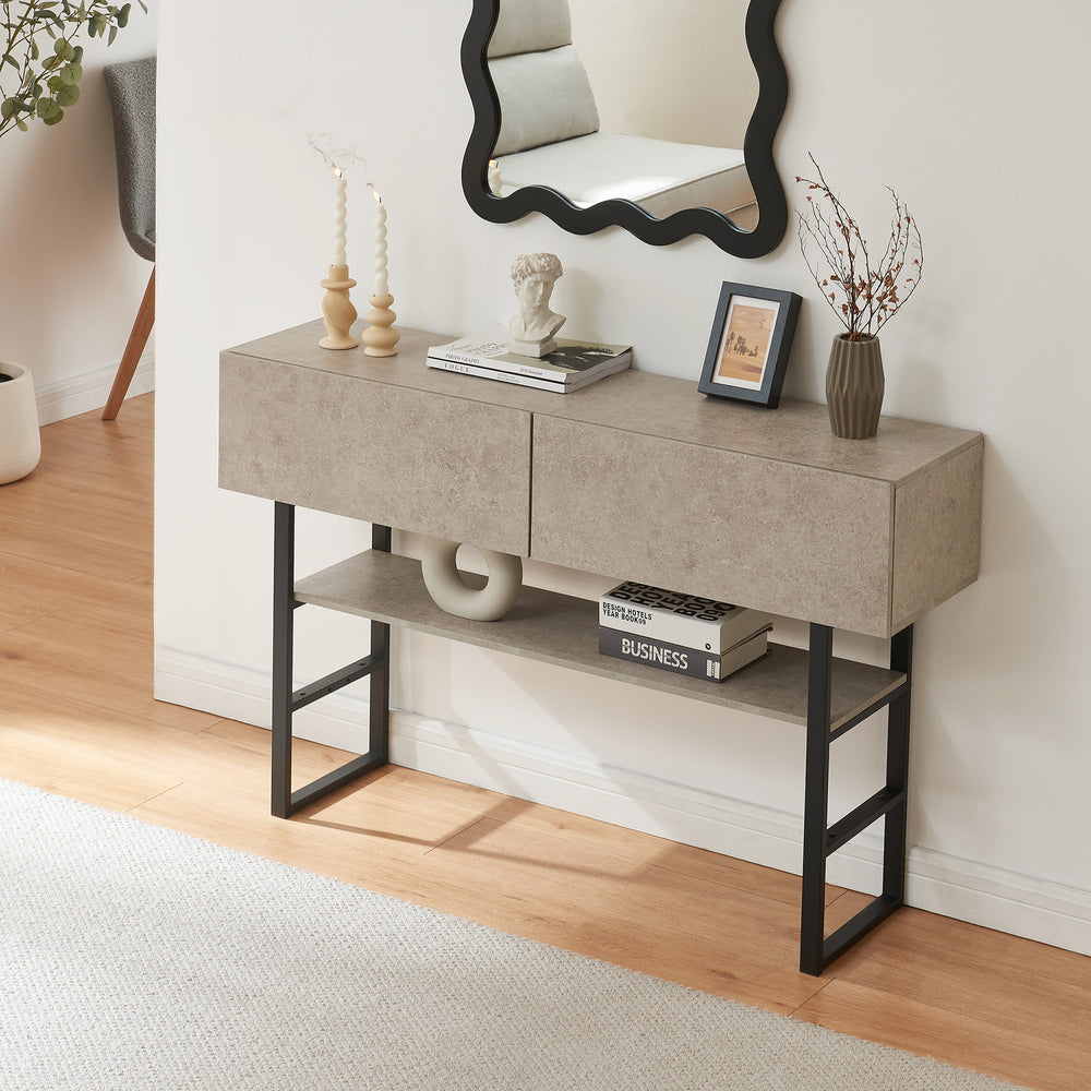 Tavolo Consolle Varberg con Cassetti e Ripiano 75 x 120 x 30 cm [en.casa]