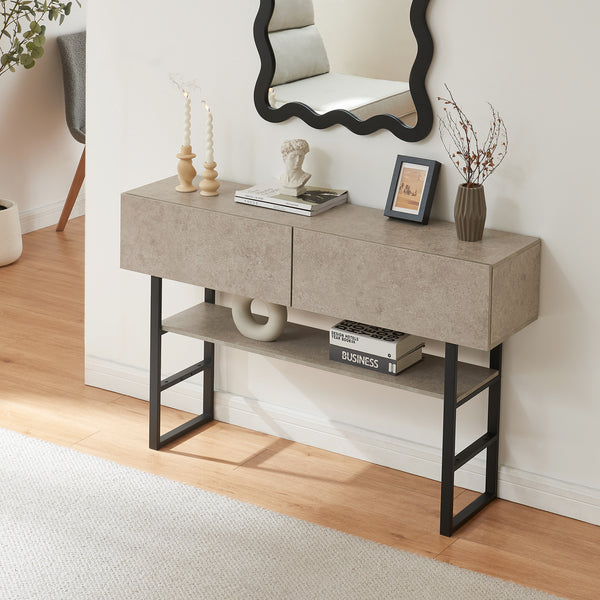Tavolo Consolle Varberg con Cassetti e Ripiano 75 x 120 x 30 cm [en.casa]