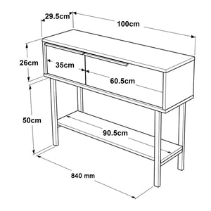 Tavolo Consolle Vesanto con Scomparti Chiusi 100 x 30 x 76 cm [en.casa] 