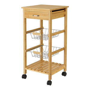Carrello da cucina in bambù Stenungsund con cassetto 76x36x36cm [en.casa]