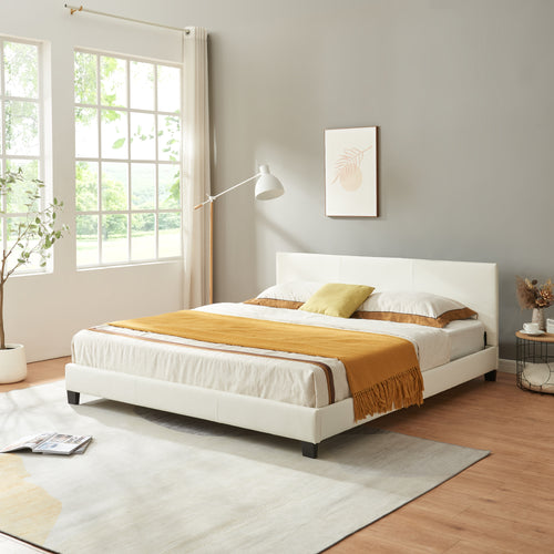 Letto in similpelle Albacete 180x200cm bianco Corium - premiumXL