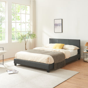 Kunstlederbett Albacete 140x200 cm Dunkelgrau Corium - premiumXL