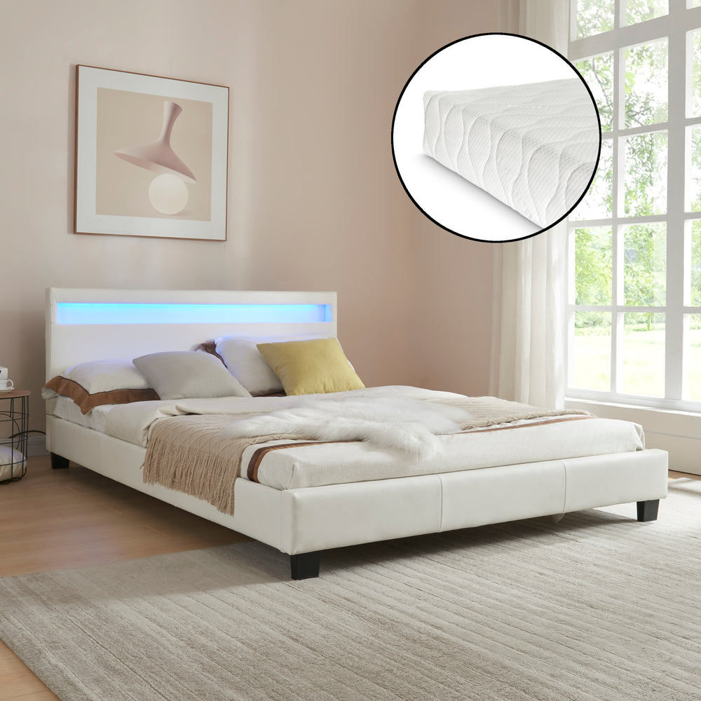 Letto imbottito Paris LED RGB illuminazione materasso in schiuma fredda in diverse varianti Corium - premiumXL