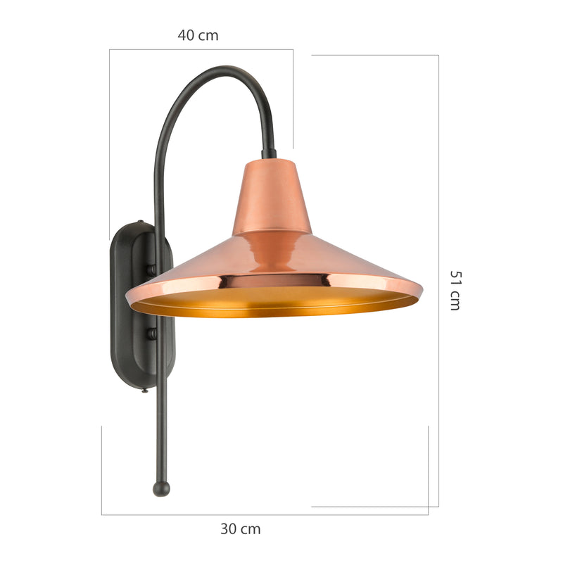 Schizzo in scala Lampada a Muro 'Kirkcaldy' Applique con Paralume a Sospensione - Metallo - Vari Colori [lux.pro]