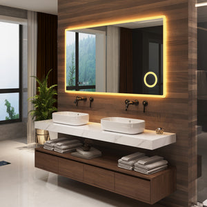 Specchio LED da Parete Racale Multifunzionale Cornice Bianca - Varie Misure - pro.tec