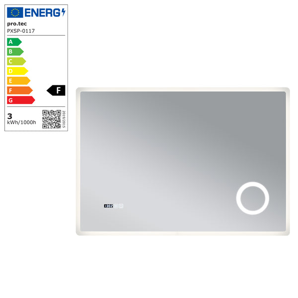 Specchio LED da Parete Racale Multifunzionale Cornice Bianca - Varie Misure - pro.tec