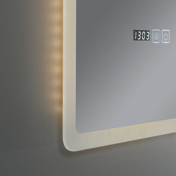 Specchio LED da Parete Racale Multifunzionale Cornice Bianca - Varie Misure - pro.tec