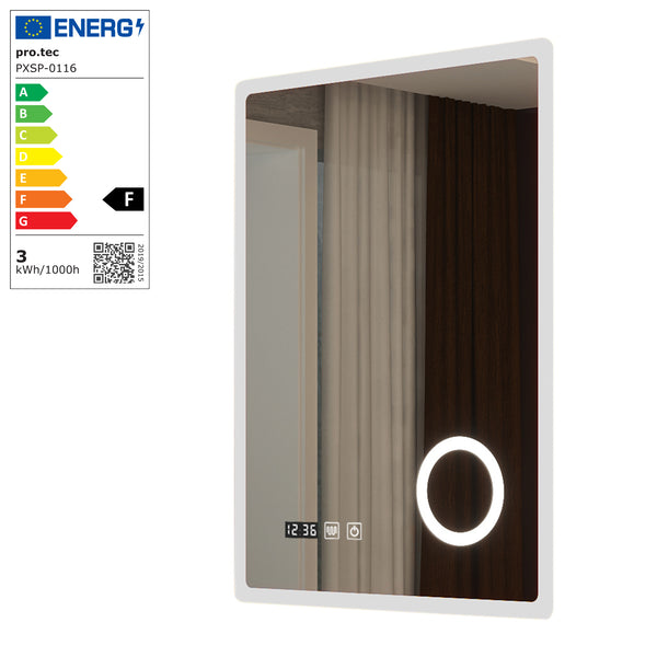 Specchio LED da Parete Racale Multifunzionale Cornice Bianca - Varie Misure - pro.tec