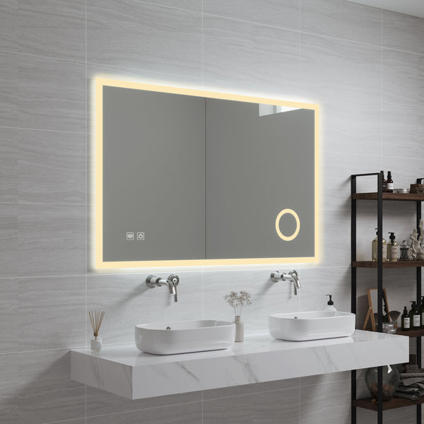 Specchio LED da Parete Scafa Multifunzionale Cornice Bianca - Varie Misure - pro.tec