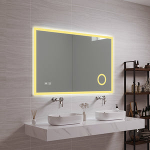 Specchio LED da Parete Scafa Multifunzionale Cornice Bianca - Varie Misure - pro.tec