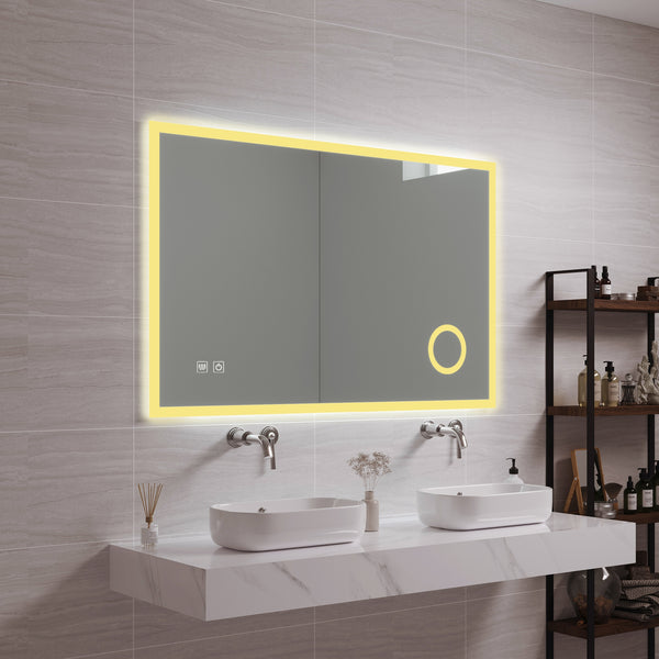 Specchio LED da Parete Scafa Multifunzionale Cornice Bianca - Varie Misure - pro.tec