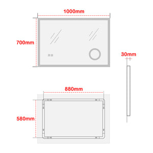 Specchio LED da Parete Scafa Multifunzionale Cornice Bianca - Varie Misure - pro.tec