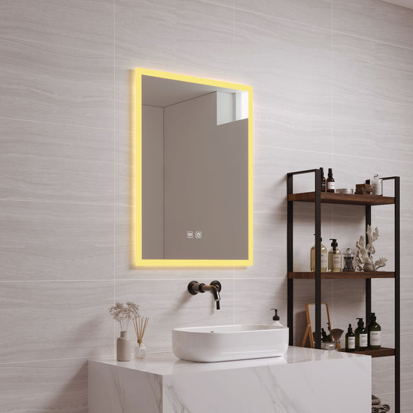 Specchio LED da Parete Scafa Multifunzionale Cornice Bianca - Varie Misure - pro.tec