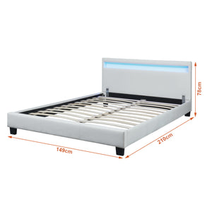 Letto Paris con Materasso e Testiera Alta con Illuminazione a LED Similpelle Corium