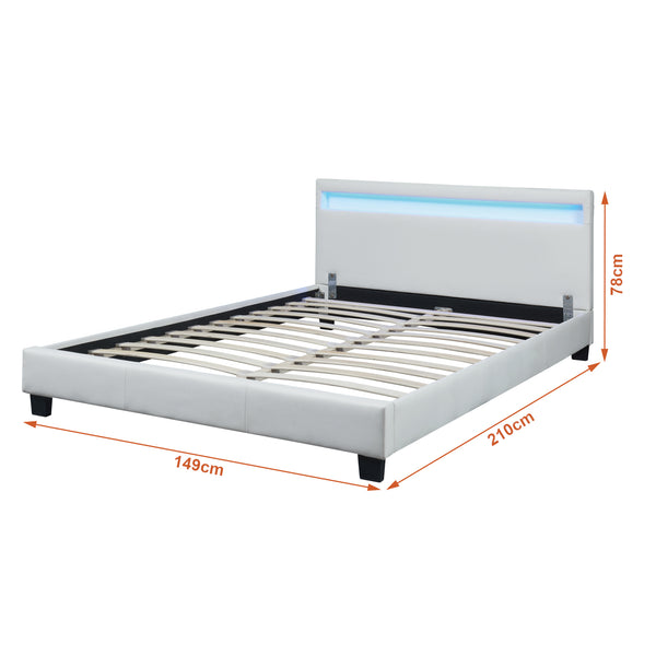 Letto Paris con Materasso e Testiera Alta con Illuminazione a LED Similpelle Corium