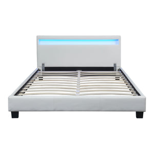 Letto Paris con Materasso e Testiera Alta con Illuminazione a LED Similpelle Corium