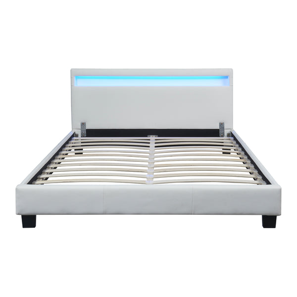 Letto Paris con Materasso e Testiera Alta con Illuminazione a LED Similpelle Corium