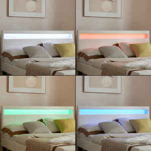 Letto Paris con Materasso e Testiera Alta con Illuminazione a LED Similpelle Corium