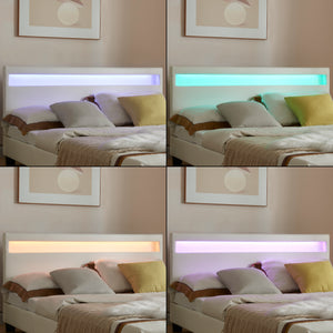 Letto Paris con Materasso e Testiera Alta con Illuminazione a LED Similpelle Corium