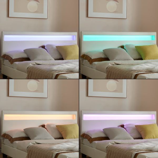 Letto Paris con Materasso e Testiera Alta con Illuminazione a LED Similpelle Corium