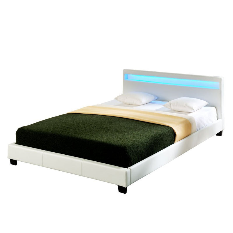 Schizzo in scala Letto Imbottito Testiera Alta con Illuminazione a LED Similpelle Corium