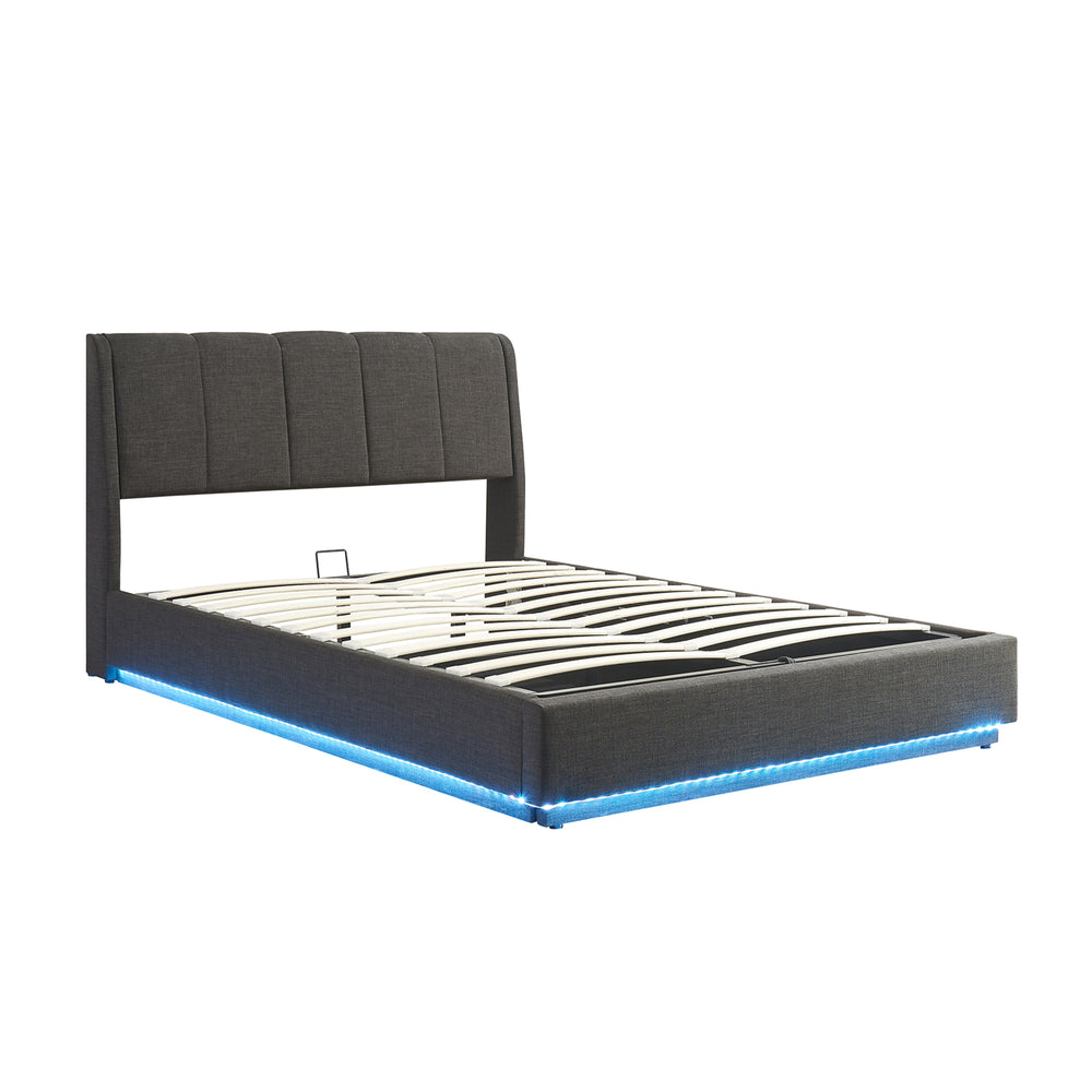 Letto Contenitore Tröstiar con Apertura a Ribalta e Luce LED [en.casa]