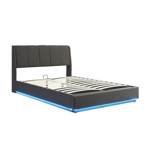Letto Contenitore Tröstiar con Apertura a Ribalta e Luce LED [en.casa]