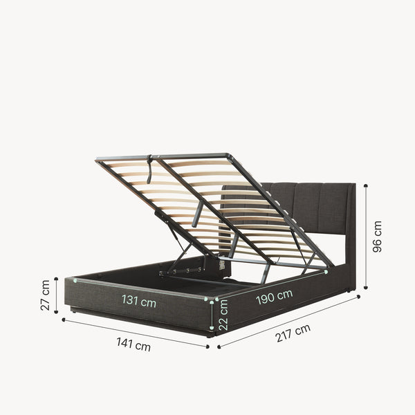 Letto Contenitore Tröstiar con Apertura a Ribalta e Luce LED [en.casa]