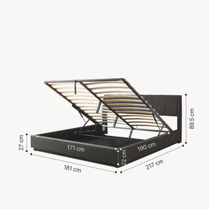 Letto Contenitore Tröstiar con Apertura a Ribalta e Luce LED [en.casa]